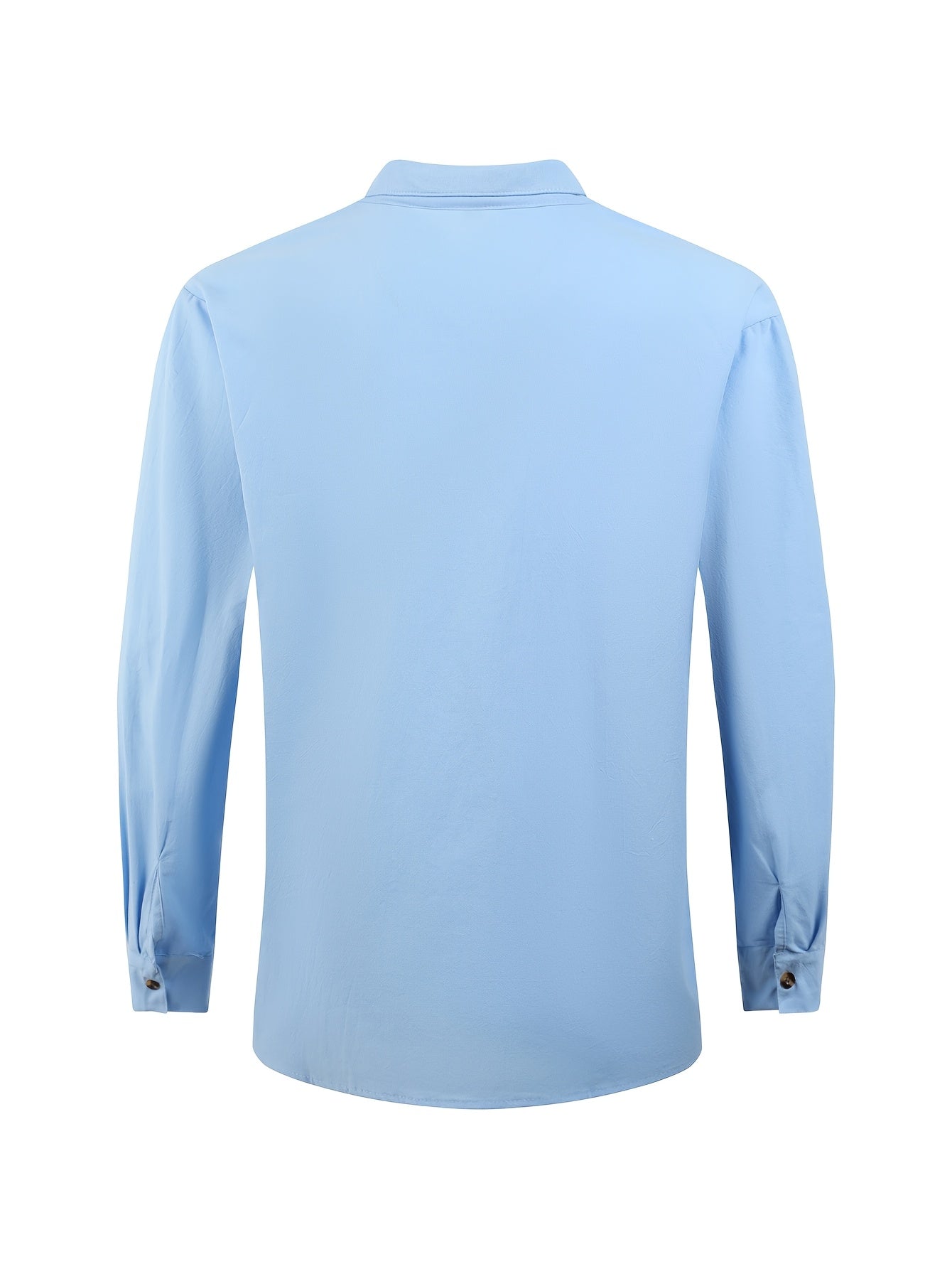 Men’s Beachwear Set - Long Sleeve Button-Up Shirt & Drawstring Trousers - Relaxed Fit