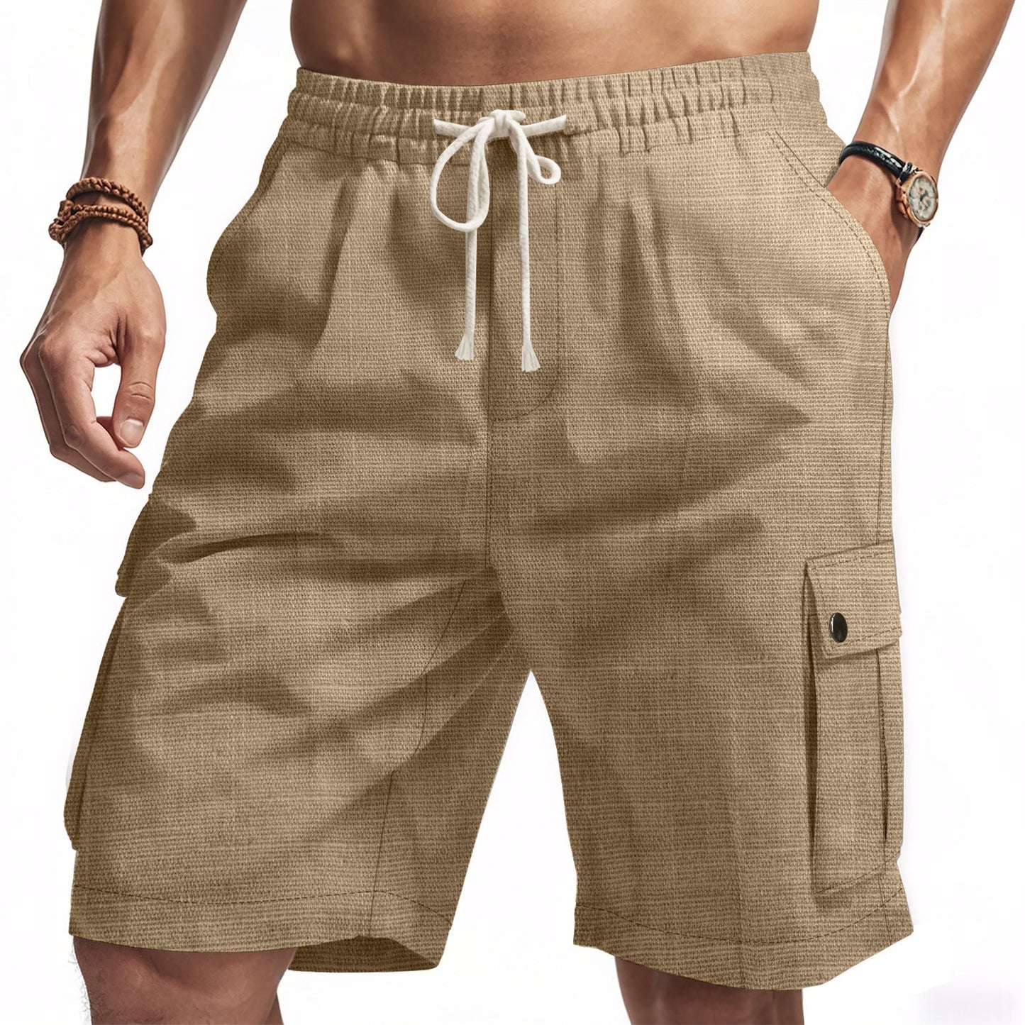 Men’s Cargo Shorts – Relaxed Fit – Elastic Waist – Multi Pocket