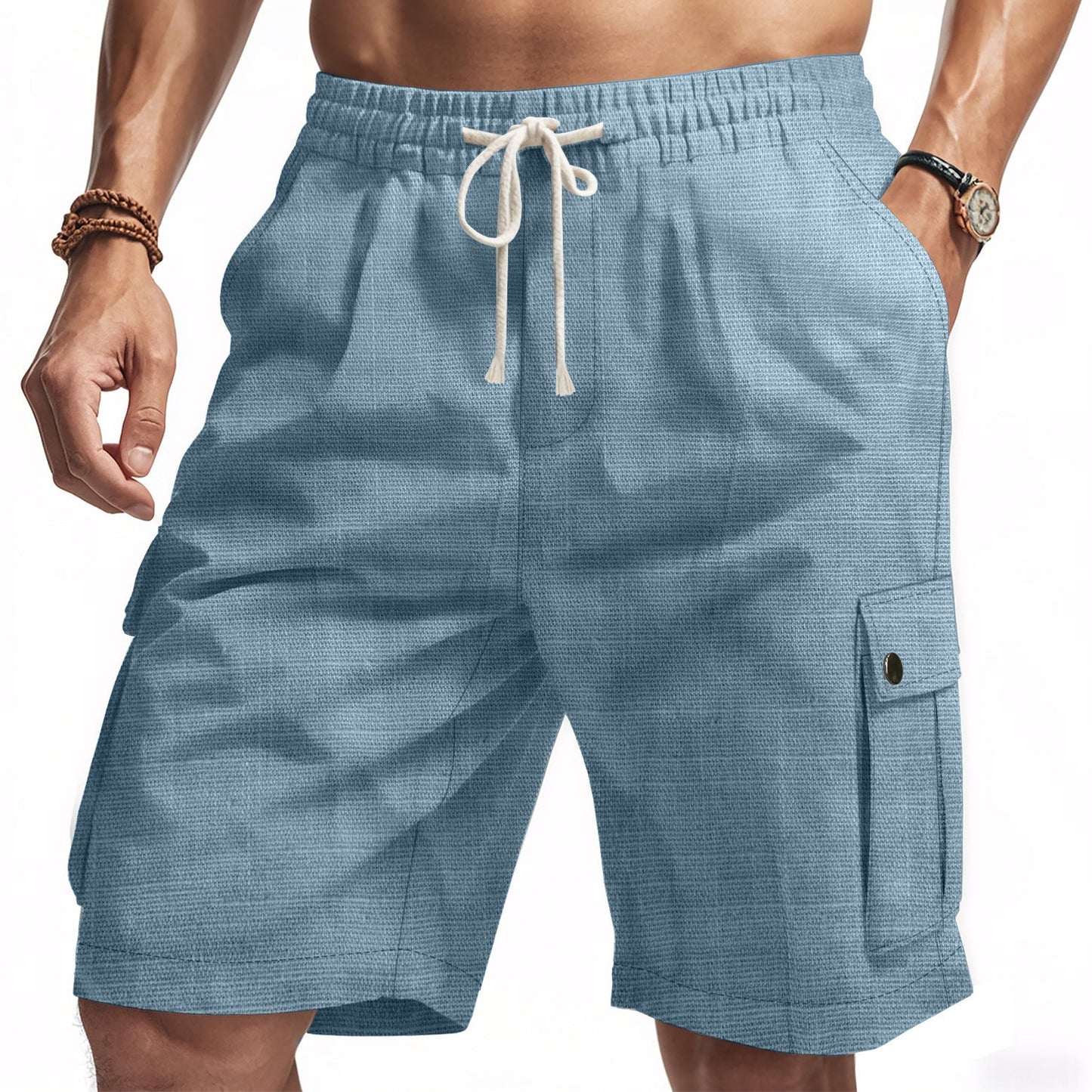 Men’s Cargo Shorts – Relaxed Fit – Elastic Waist – Multi Pocket