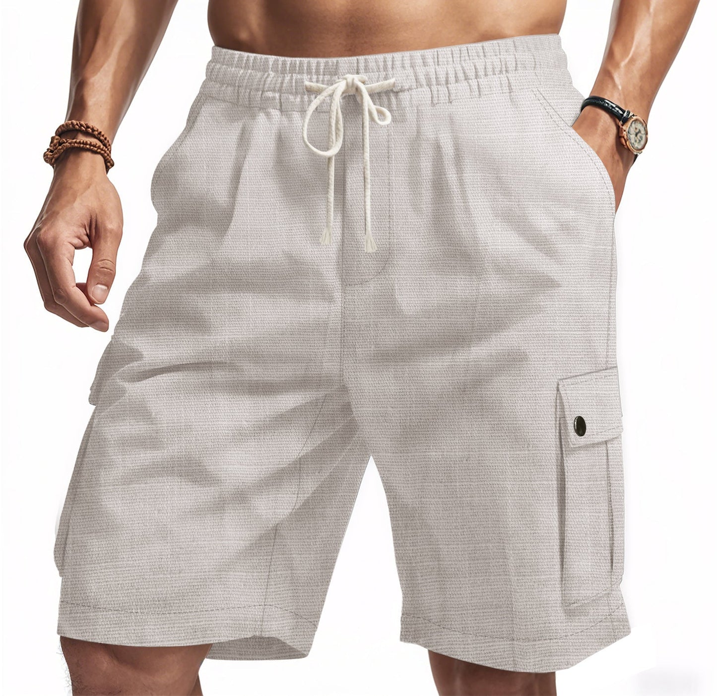 Men’s Cargo Shorts – Relaxed Fit – Elastic Waist – Multi Pocket