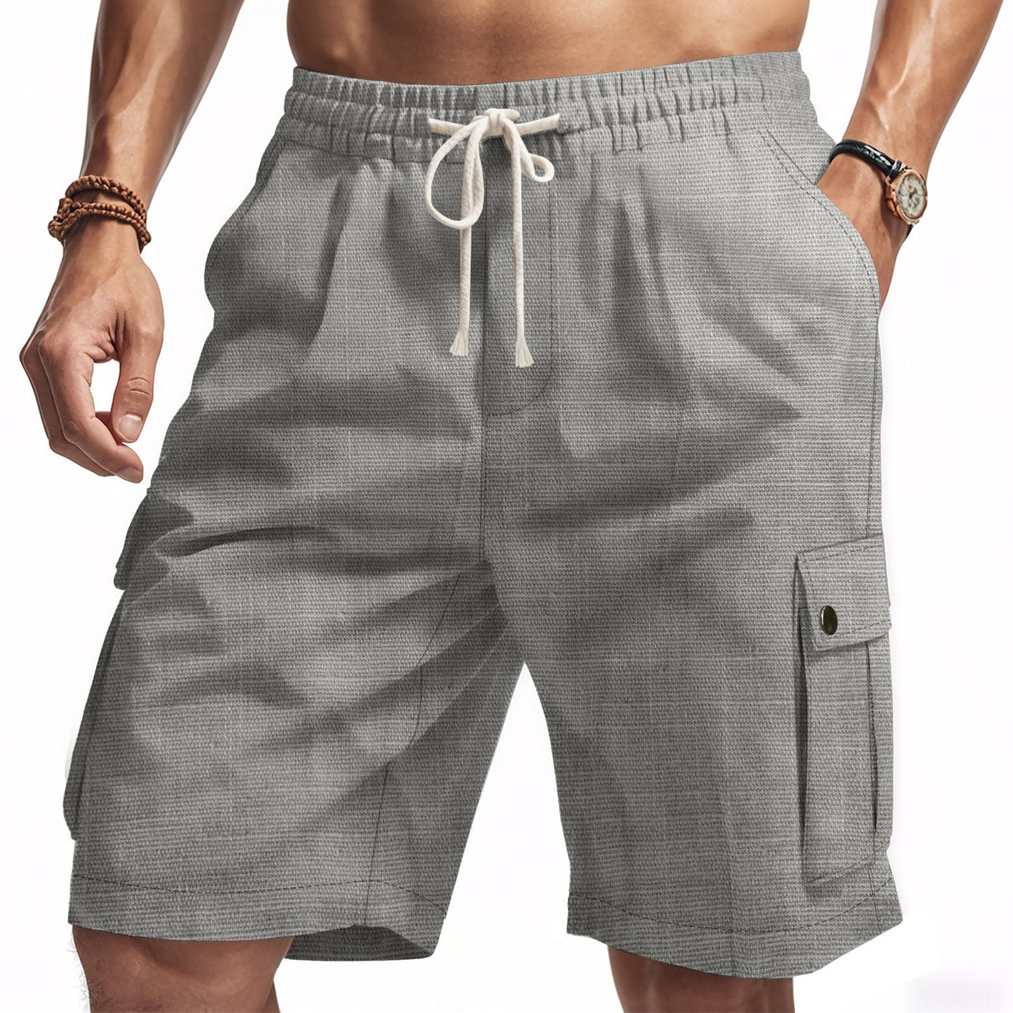Men’s Cargo Shorts – Relaxed Fit – Elastic Waist – Multi Pocket