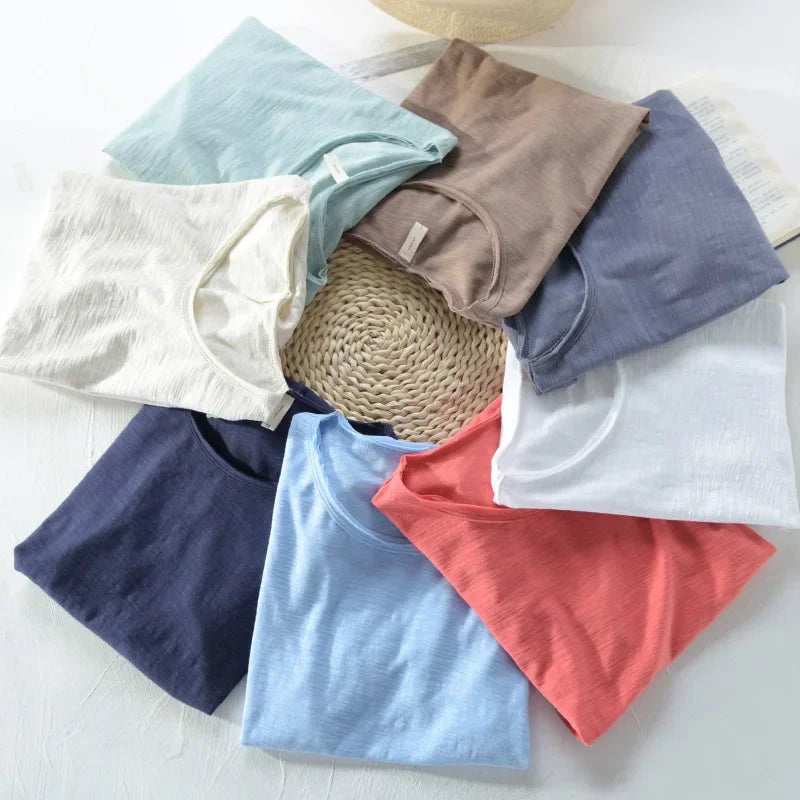 Men’s T-Shirt - Slim Fit - Crew Neck - Rolled Sleeves Casual Wear