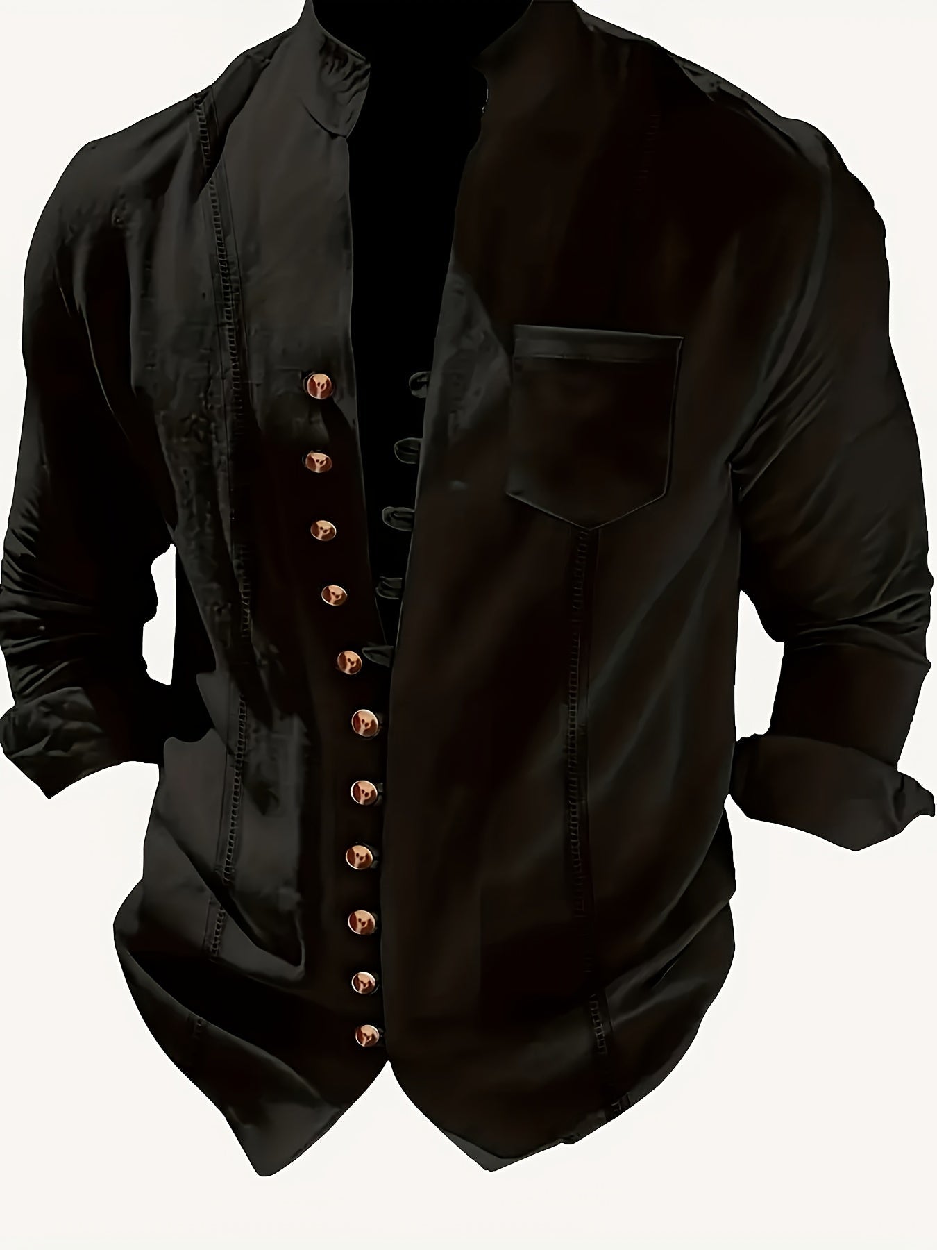 Men’s Beachwear Set - Long Sleeve Button-Up Shirt & Drawstring Trousers - Relaxed Fit